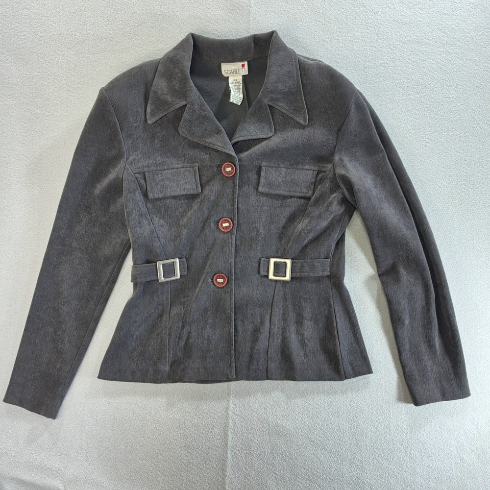 Vintage Scarlett Corporate Goth Buckle Accent Jacket 5/6 Dark Academia Gray